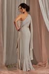 Shop_Nidhika Shekhar_Grey Crepe Embroidered Sequins One Shoulder Chamakte Sitaare Gown _at_Aza_Fashions