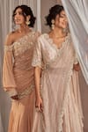 Shop_Nidhika Shekhar_Pink Silk Embroidered Sequins One Mermaid Cut Pre-draped Saree With Blouse _Online_at_Aza_Fashions