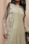 Nandita Thirani_Silver Georgette Round Embroidered Kurta And Palazzo Set  _Online_at_Aza_Fashions