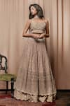 Buy_Nandita Thirani_Beige Dupion Silk Sweetheart Neck Embroidered Bridal Lehenga Set _at_Aza_Fashions