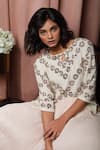 Nandita Thirani_White Georgette, Mulmul Round Embroidered Kaftan Top And Lehenga Set _Online_at_Aza_Fashions
