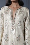 Buy_Nandita Thirani_Beige Brocade Round Kurta And Palazzo Set  _Online_at_Aza_Fashions