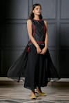 Buy_Nandita Thirani_Black Silk Muslin Round Asymmetric Kurta And Palazzo Set  _at_Aza_Fashions