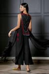 Shop_Nandita Thirani_Black Silk Muslin Round Asymmetric Kurta And Palazzo Set  _at_Aza_Fashions