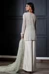 Shop_Nandita Thirani_White Crepe, Chiffon, Georgette Round Embroidered Kurta And Palazzo Set _at_Aza_Fashions