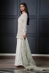 Buy_Nandita Thirani_White Crepe, Chiffon, Georgette Round Embroidered Kurta And Palazzo Set _Online_at_Aza_Fashions
