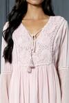 Buy_Nandita Thirani_Pink Chiffon V Neck Embroidered Dress _Online_at_Aza_Fashions