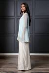 Buy_Nandita Thirani_Blue Chiffon V Neck Embroidered Kurta And Palazzo Set  _Online_at_Aza_Fashions