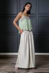 Buy_Nandita Thirani_White Georgette, Satin Square Neck Embroidered Top And Palazzo _at_Aza_Fashions