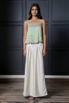 Nandita Thirani_White Georgette, Satin Square Neck Embroidered Top And Palazzo _Online_at_Aza_Fashions