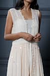 Buy_Nandita Thirani_White Georgette Jumpsuit Square Cape V Neck Draped With _Online_at_Aza_Fashions