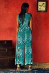 Shop_Nautanky_Blue Chiffon Sweetheart Neck Floral Print Pant Set _at_Aza_Fashions