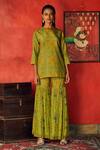 Buy Nautanky Green Silk, Chiffon Round Printed Kurta And Sharara Set at Aza Fashions Buy_Nautanky_Green Silk, Chiffon Round Printed Kurta And Sharara Set _at_Aza_Fashions