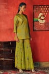 Nautanky Green Silk, Chiffon Round Printed Kurta And Sharara Set Online at Aza Fashions Nautanky_Green Silk, Chiffon Round Printed Kurta And Sharara Set _Online_at_Aza_Fashions