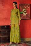 Buy Nautanky Green Silk, Chiffon Round Printed Kurta And Sharara Set Online at Aza Fashions Buy_Nautanky_Green Silk, Chiffon Round Printed Kurta And Sharara Set _Online_at_Aza_Fashions