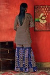 Shop_Nautanky_Blue Crepe Round Printed Kurta And Sharara Set  _at_Aza_Fashions