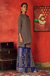 Nautanky_Blue Crepe Round Printed Kurta And Sharara Set  _Online_at_Aza_Fashions