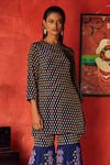 Shop_Nautanky_Blue Crepe Round Printed Kurta And Sharara Set  _Online_at_Aza_Fashions