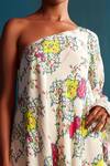 Shop Nautanky White Crepe Asymmetric Floral Print One Shoulder Kurta And Sharara Set Online at Aza Fashions Shop_Nautanky_White Crepe Asymmetric Floral Print One Shoulder Kurta And Sharara Set _Online_at_Aza_Fashions