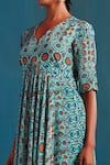 Shop_Nautanky_Blue Crepe V Neck Floral Print Dress _Online_at_Aza_Fashions