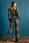 Shop_Nautanky_Green Crepe Sweetheart Neck Floral Print Pant Set _at_Aza_Fashions