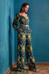 Buy_Nautanky_Green Crepe Sweetheart Neck Floral Print Pant Set _at_Aza_Fashions