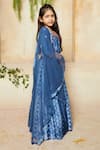 Label Ne'chi_Blue Muslin Silk Shibori Lehenga Set  _Online_at_Aza_Fashions