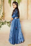 Buy_Label Ne'chi_Blue Muslin Silk Shibori Lehenga Set  _Online_at_Aza_Fashions