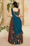 Shop_Label NE'Chi_Blue Nokia Silk Printed Lehenga With Draped Blouse_at_Aza_Fashions