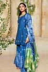 Label Ne'chi_Blue Muslin Silk Embroidery Round Anarkali Set  _Online_at_Aza_Fashions