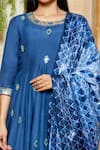 Shop_Label Ne'chi_Blue Muslin Silk Embroidery Round Anarkali Set  _Online_at_Aza_Fashions