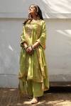 Gulabo Jaipur_Green Georgette Embroidered Gota Patti Round Nura Kurta Set For Women_Online_at_Aza_Fashions