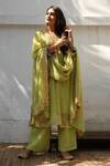 Buy_Gulabo Jaipur_Green Georgette Embroidered Gota Patti Round Nura Kurta Set For Women_Online_at_Aza_Fashions