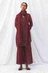 Buy_Label Nuska_Red Handloom Chanderi Kurta With Dupatta_at_Aza_Fashions