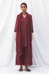 Label Nuska_Red Handloom Chanderi Kurta With Dupatta_Online_at_Aza_Fashions