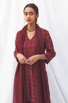 Buy_Label Nuska_Red Handloom Chanderi Kurta With Dupatta_Online_at_Aza_Fashions