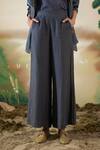 Buy_Febo6_Blue Linen Wide Legged Trousers _Online_at_Aza_Fashions