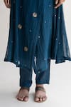 Nirjara_Blue Silk, Chanderi Embroidered Angrakha Kurta And Palazzo Set _at_Aza_Fashions