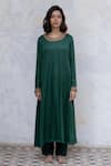 Buy Nirjara Green Kurta - Mashru , Pant - Tussar Marodi Round Zeenat And Set Online at Aza Fashions Buy_Nirjara_Green Kurta - Mashru , Pant - Tussar Marodi Round Zeenat And Set _Online_at_Aza_Fashions