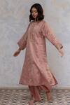 Buy Nirjara Pink Kurta - Handwoven Tissue, Pant- Marodi Hazrat Striped And Set Online at Aza Fashions Buy_Nirjara_Pink Kurta - Handwoven Tissue, Pant- Marodi Hazrat Striped And Set _Online_at_Aza_Fashions