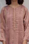 Shop Nirjara Pink Kurta - Handwoven Tissue, Pant- Marodi Hazrat Striped And Set Online at Aza Fashions Shop_Nirjara_Pink Kurta - Handwoven Tissue, Pant- Marodi Hazrat Striped And Set _Online_at_Aza_Fashions