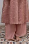Nirjara Pink Kurta - Handwoven Tissue, Pant- Marodi Hazrat Striped And Set at Aza Fashions Nirjara_Pink Kurta - Handwoven Tissue, Pant- Marodi Hazrat Striped And Set _at_Aza_Fashions