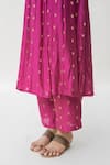 Nirjara_Pink Banarasi Silk Woven Floral High Tara Hand Anarkali And Pant Set  _at_Aza_Fashions