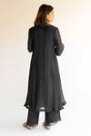Shop_Nirjara_Black Chanderi Cotton Nakshi Peeta, Sitara Work Firdaus Abha Kurta And Palazzo Set_at_Aza_Fashions