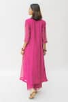 Shop_Nirjara_Pink Chanderi Cotton Nakshi Peeta, Sitara Work Firdaus Abha Kurta And Palazzo Set _at_Aza_Fashions