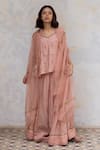 Buy_Nirjara_Pink Organza Silk Embroidered Pita Gauhar Dupatta  _at_Aza_Fashions