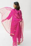 Shop_Nirjara_Pink Organza Silk Embroidered Aari Work Adi Bel Dupatta  _at_Aza_Fashions