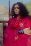 Shop_Nirjara_Pink Organza Silk Embroidered Nakshi Peeta Chand Dupatta  _Online_at_Aza_Fashions