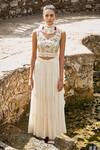 Buy_Disha Muchhala_White Silk Embroidered Crop Top And Sharara Set_at_Aza_Fashions