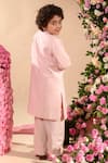 Shop Littleens Pink Velvet, Cotton Embroidery Farrokh Open Front Achkan And Kurta Set at Aza Fashions Shop_Littleens_Pink Velvet, Cotton Embroidery Farrokh Open Front Achkan And Kurta Set _at_Aza_Fashions